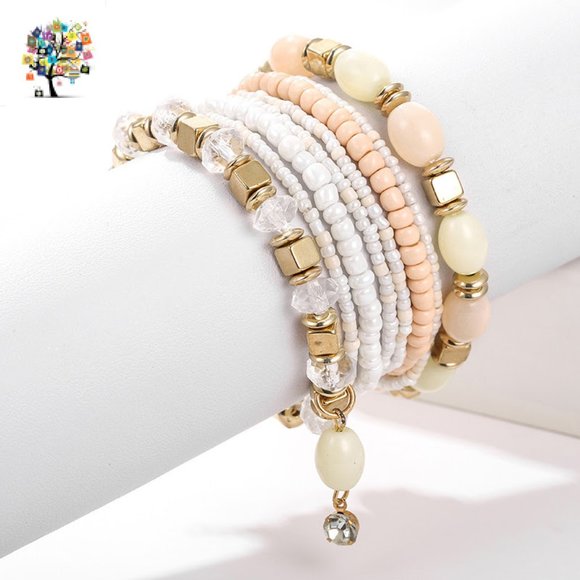 Dragonfly Spirit Designs Jewelry - Natural Stone Crystal Pearl Stretch Set-8